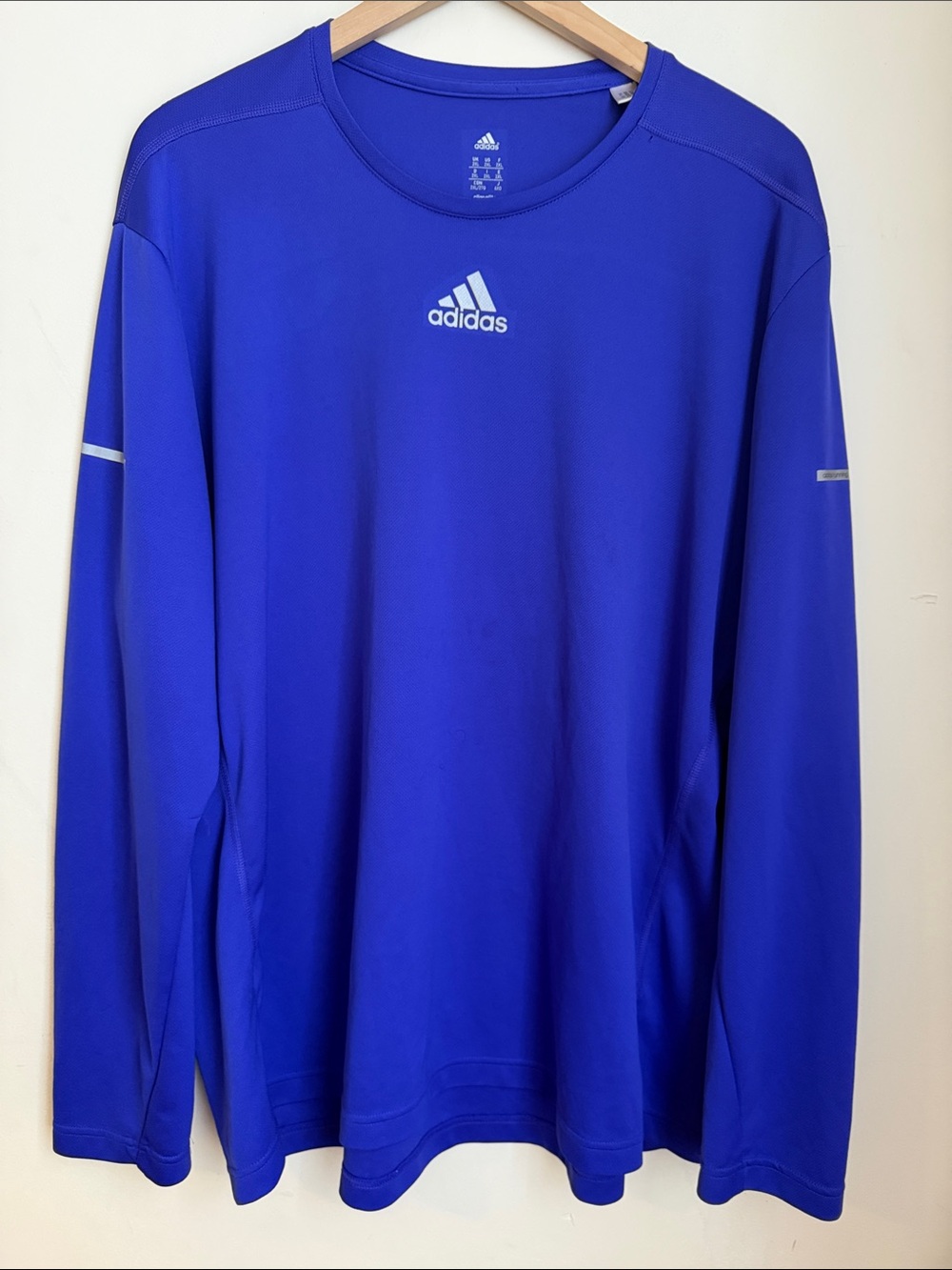 adidas Men's Running Long Sleeve Athletic Tee - Cobalt Blue with Silver Logo